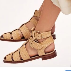 Sam Edelman Beige Ankle Buckle Sandals